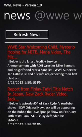 WWE News 1.0.0.0
