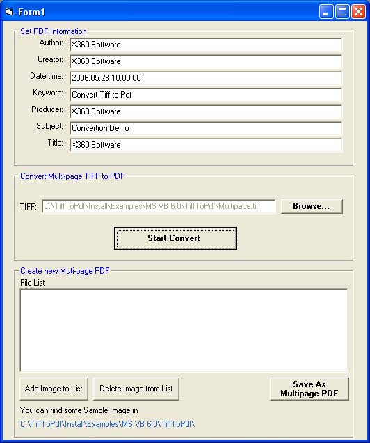 X360 Tiff to Pdf Image ActiveX Control 2.43