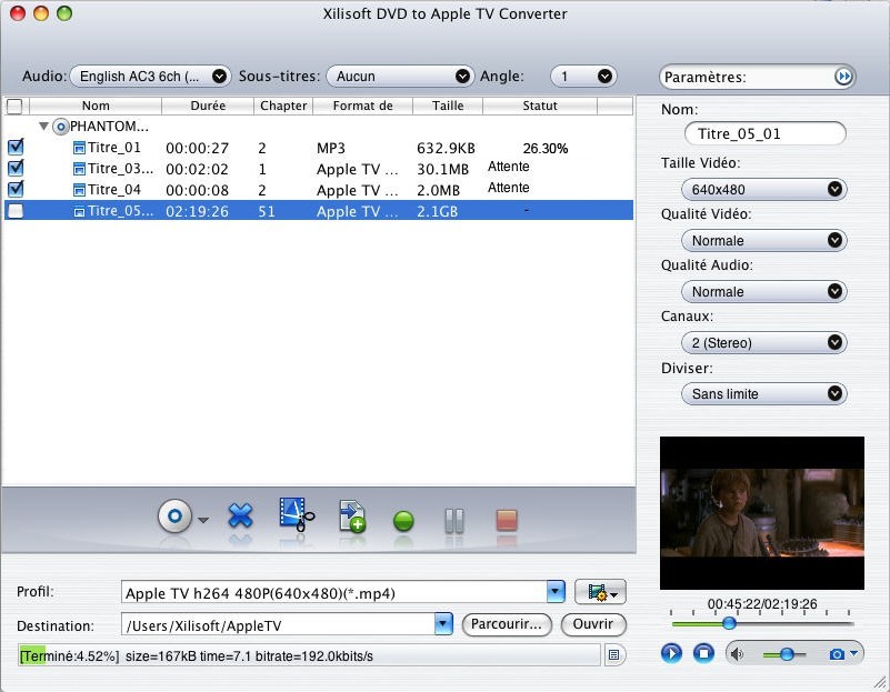Xilisoft DVD Apple TV Convertisseur Mac 5.0.39.0204