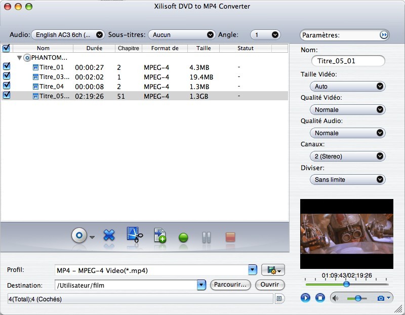 Xilisoft DVD en MP4 Convertisseur Mac 5.0.39.0204