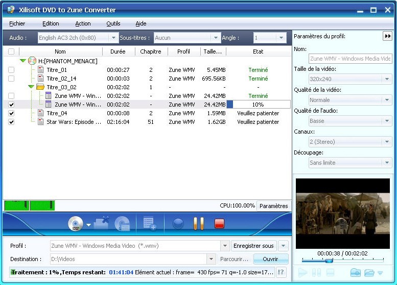 Xilisoft DVD pour Zune Convertisseur 5.0.50.0430