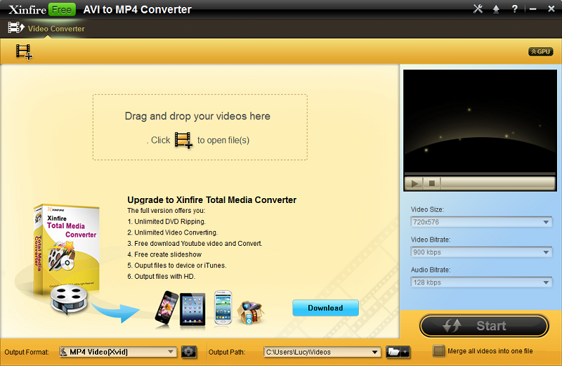 Xinfire Free AVI to MP4 Converter 1.0.0.0