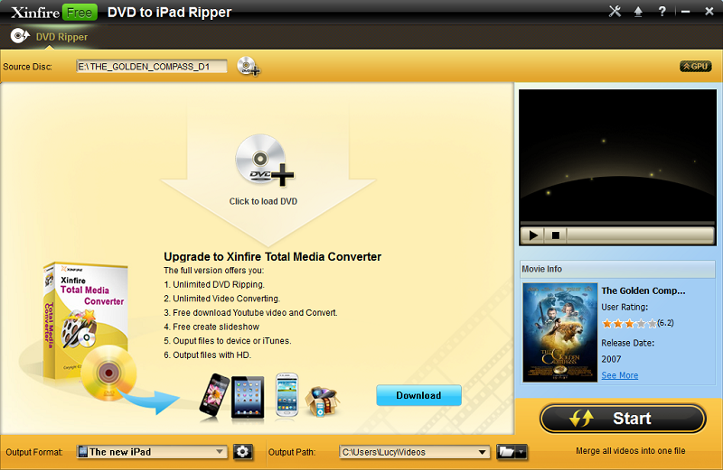 Xinfire Free DVD to iPad Ripper 1.0.0.0