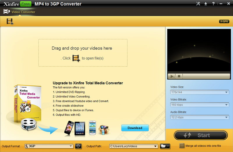 Xinfire Free MP4 to 3GP Converter 1.0.0.0