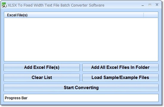 XLSX To Fixed Width Text File Batch Converter Software 7.0
