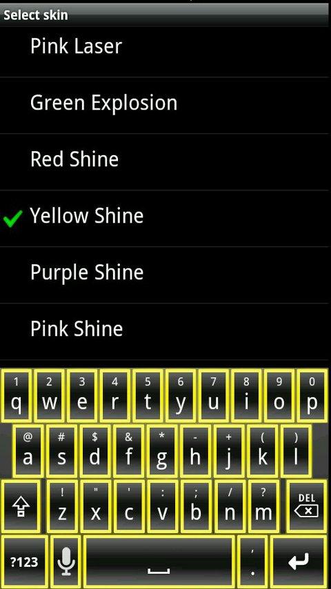 Yellow Shine HD Keyboard Skin 1.0