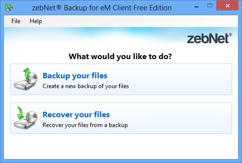 zebNet Backup for eM Client Free Edition 1.0.0.0