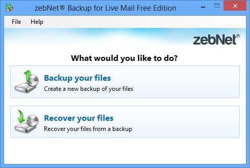 zebNet Backup for Live Mail Free Edition 1.0.0.0