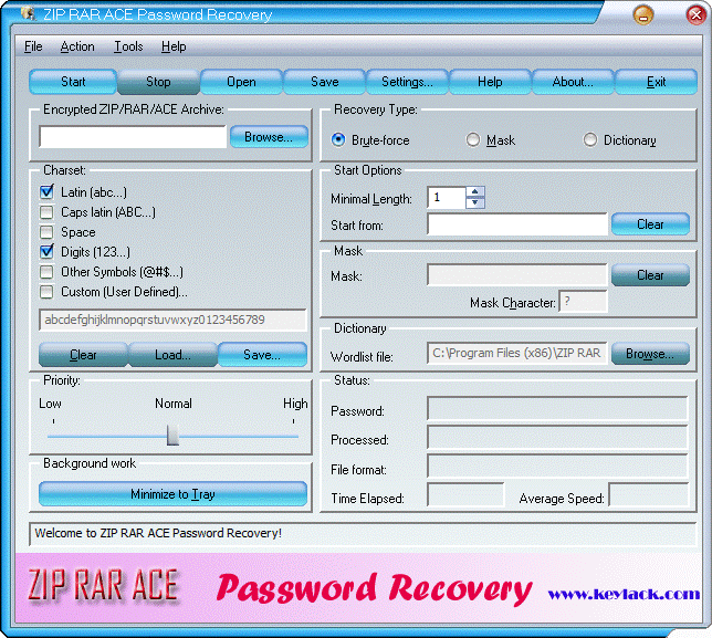 ZIP RAR ACE Password Recovery 2.70